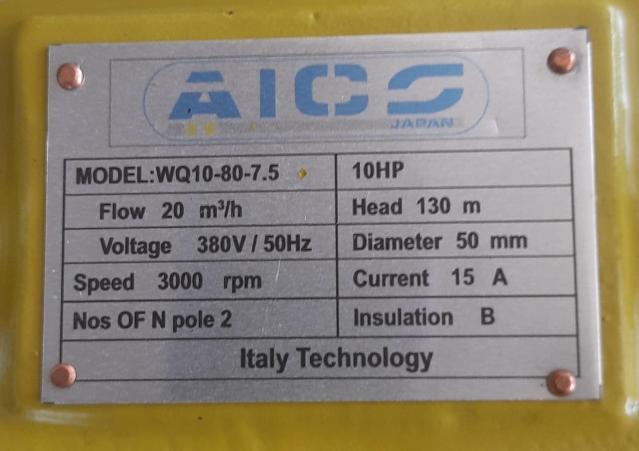 WQD10-80-7.5KW/10HP Aico Japan Sewage submersible pump 10HP 130METRES THREE PHASE 2 INCHES - Image 2