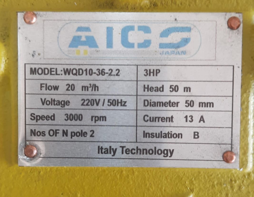 WQD10-36-2.2KW Aico Japsn Sewage submersible pump 3HP 50 METRES SINGLE PHASE - Image 2