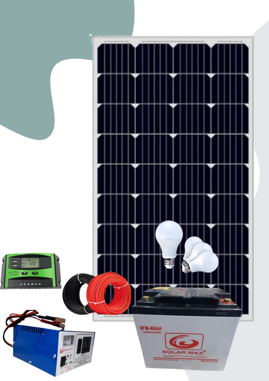 100watts 80ah complete solar kit system
