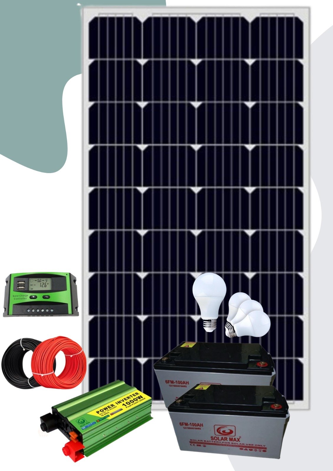 200watts complete solar kit system 100ah