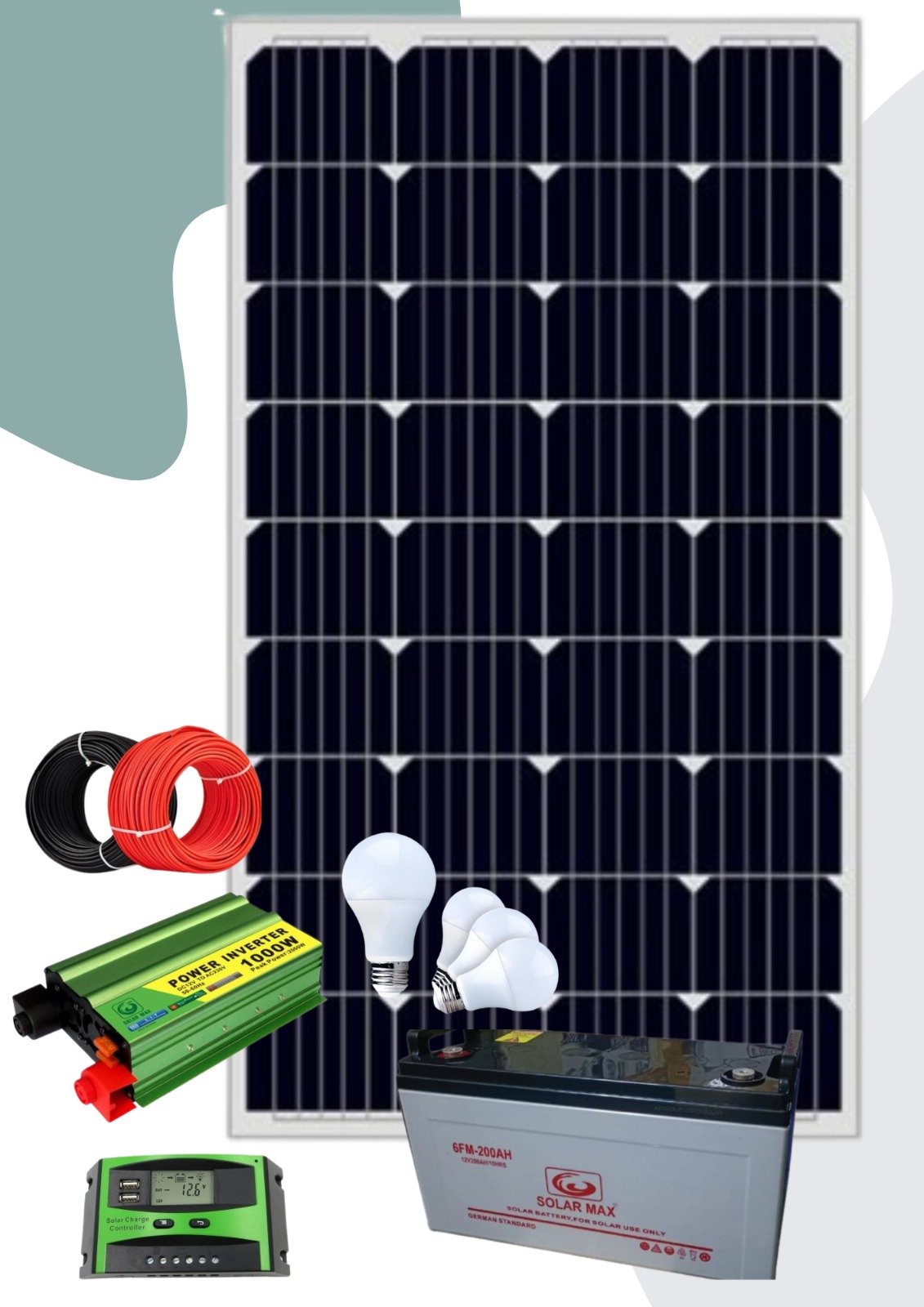 300watts complete solar system kit 200ah