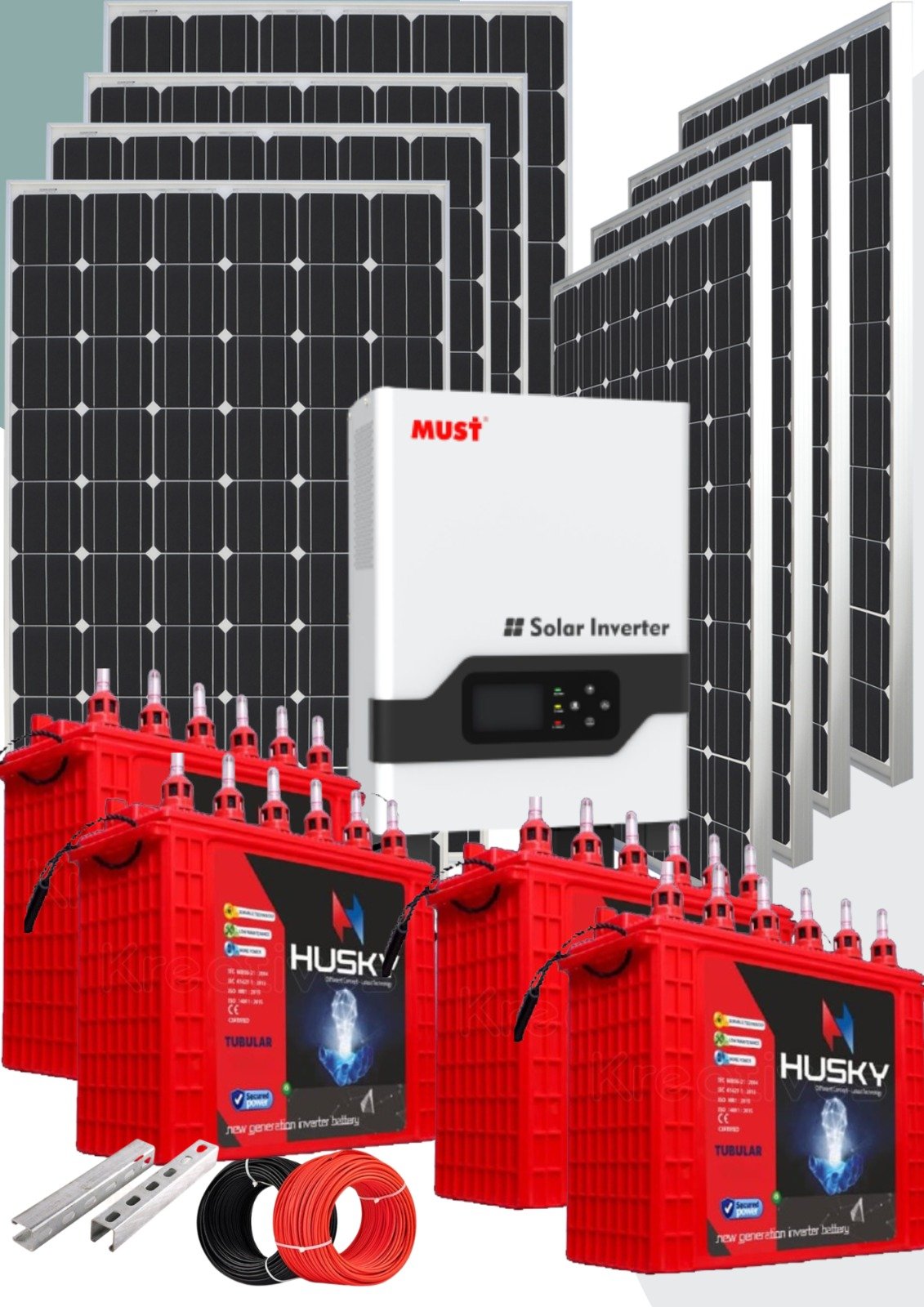 Tubular 2,400watts solar system package