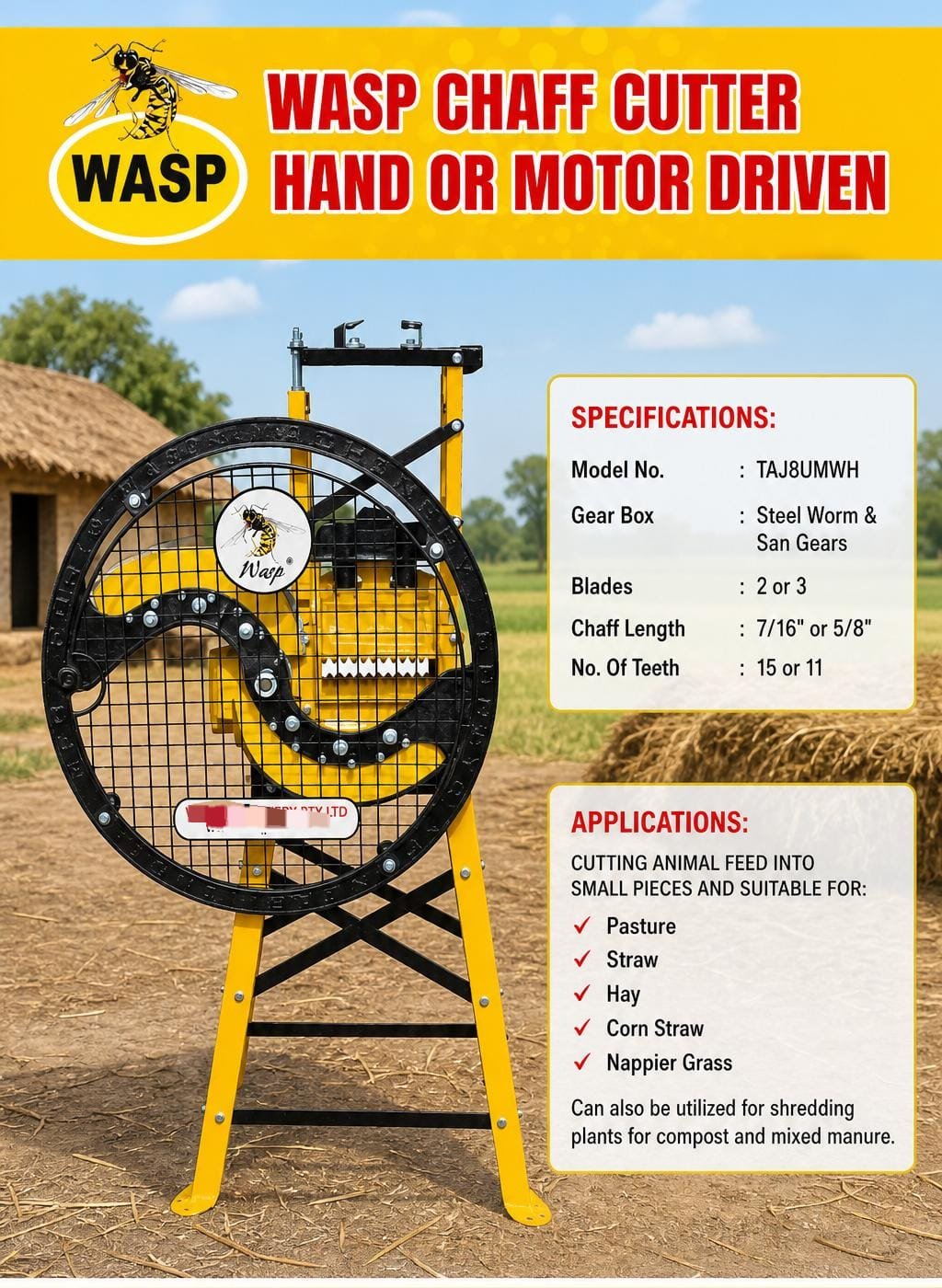 WASP INDIA 2 BLADES CHAFF CUTTERS REGULAR