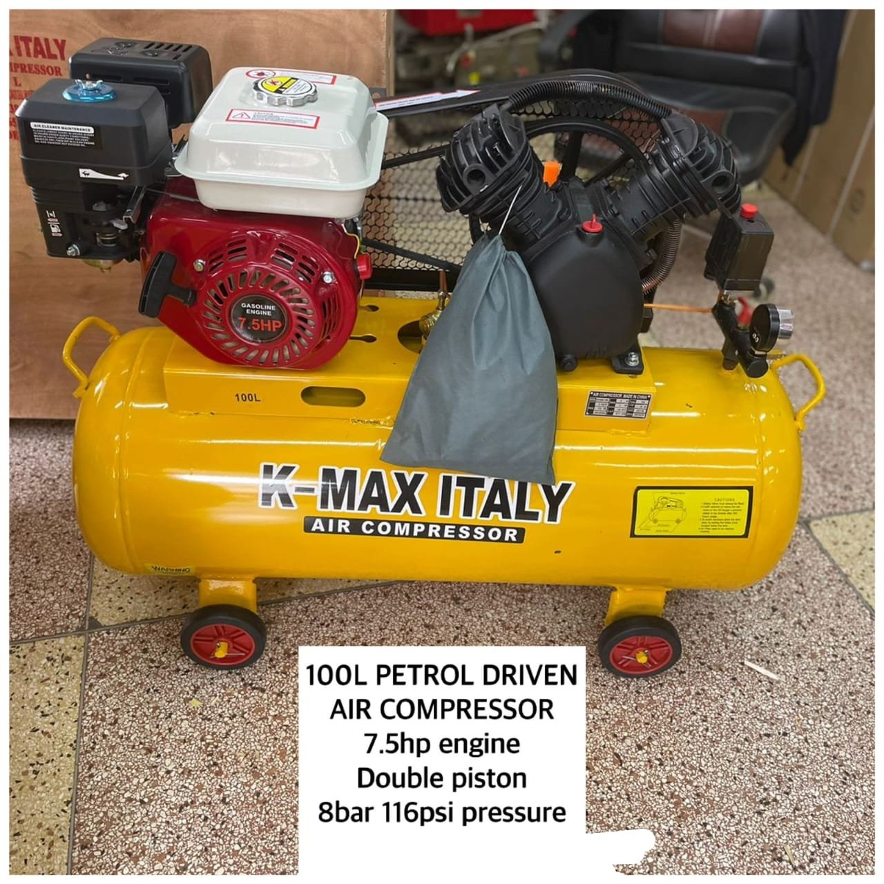 Petrol Air compressor 100ltr 7.5hp 2piston
