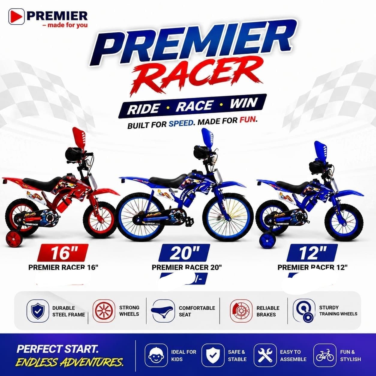 Premier racer kids bicycles size 12