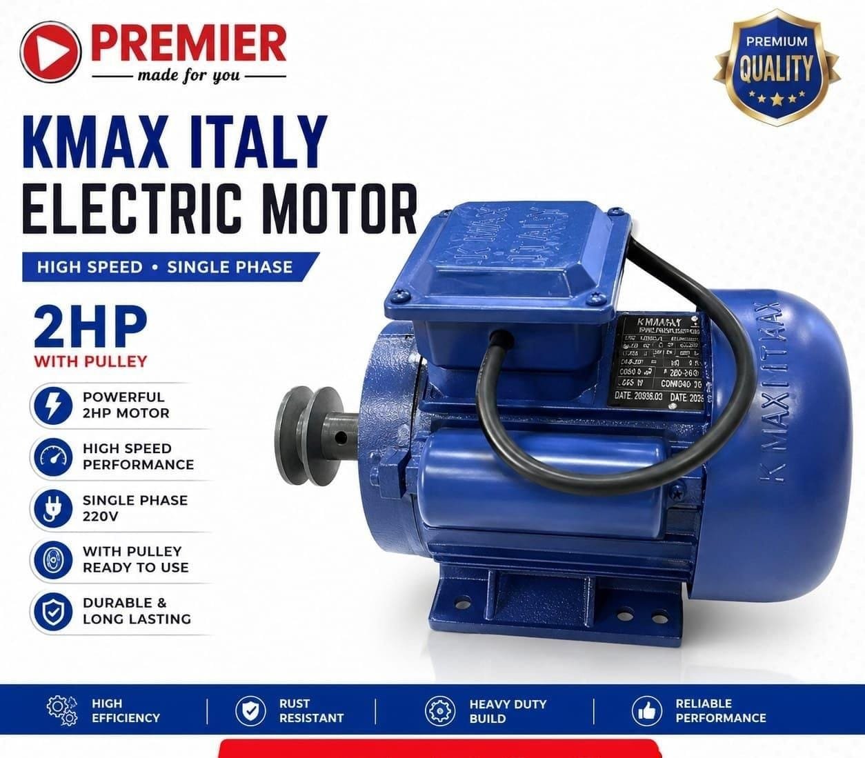 Kmax italy electric motor 2hp single phase