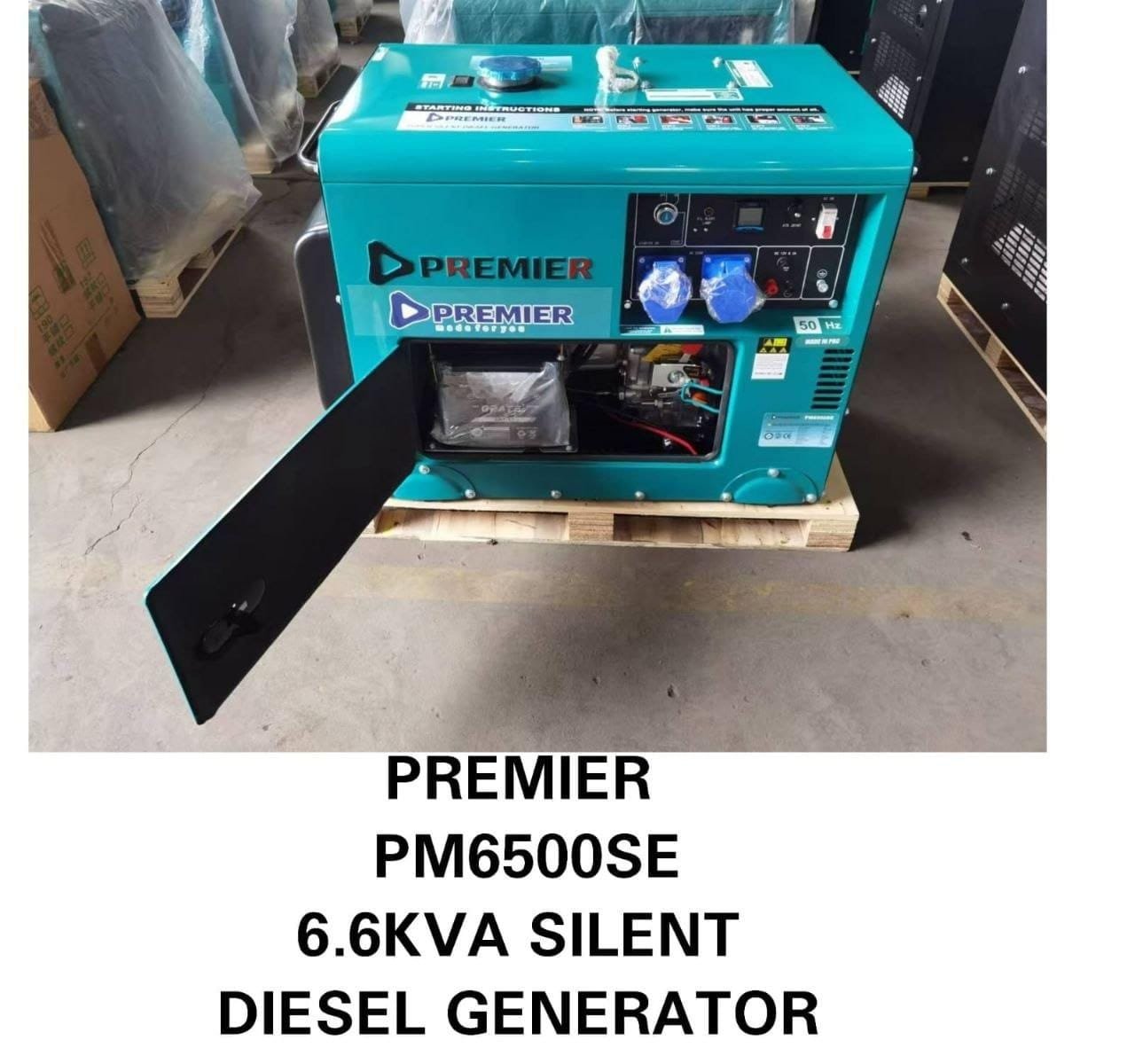 Pm6500se premier silent diesel generator 6.6kva