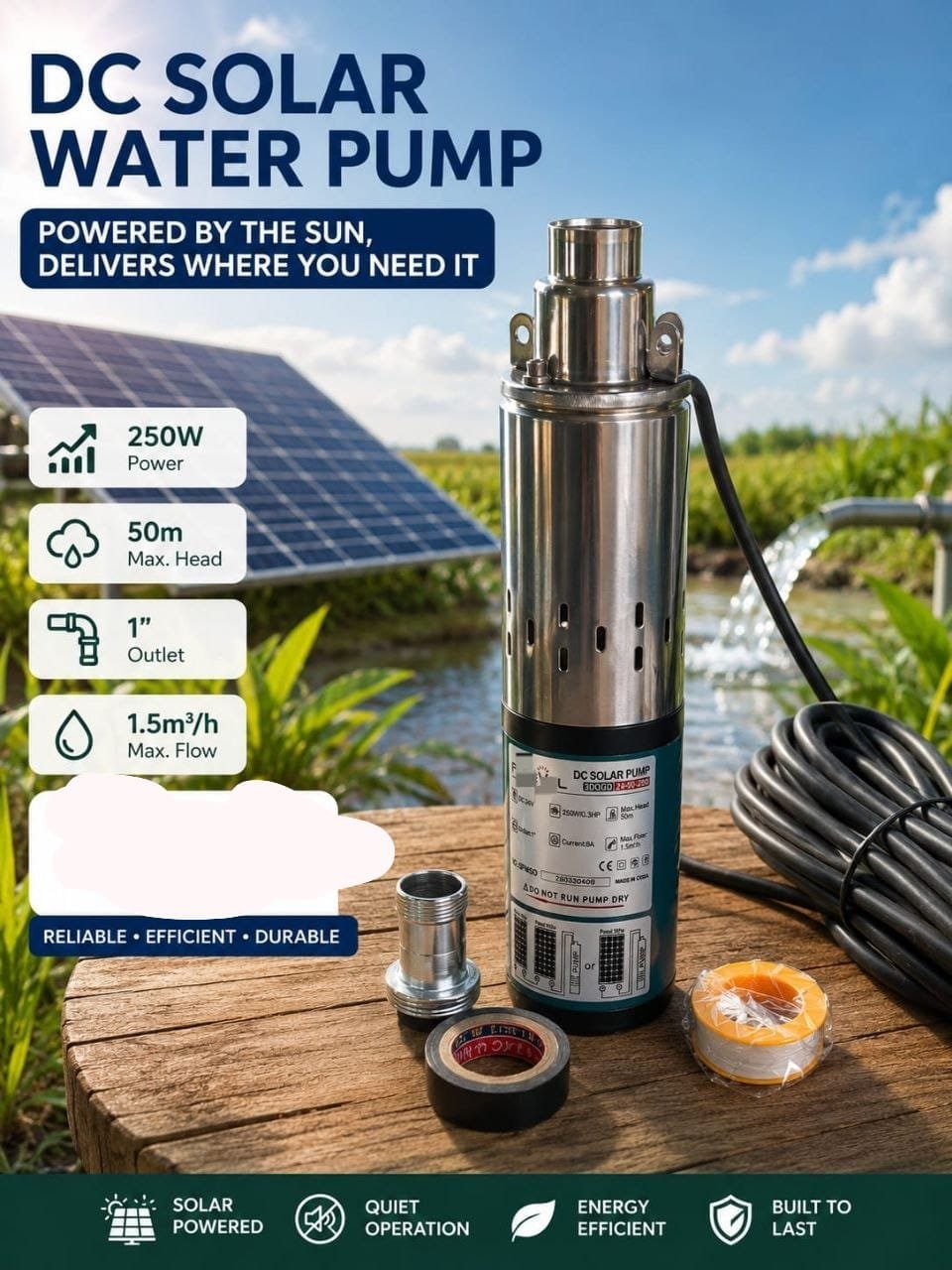 Dc solar water pump 250watts 50m