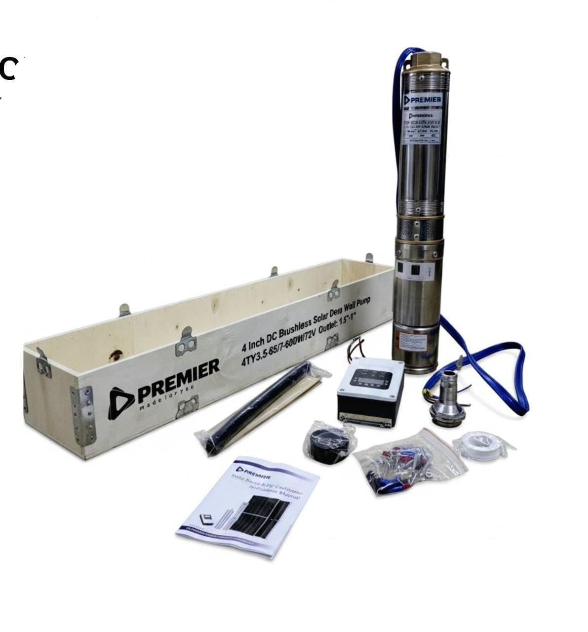Premier solar dc submersible waterpump 65m 600w 72v