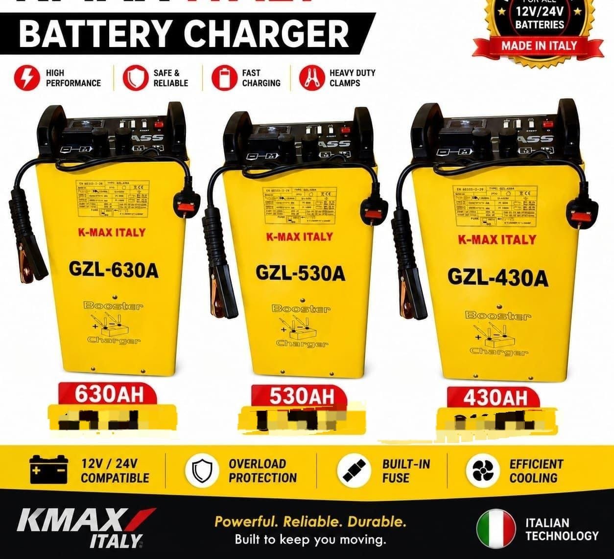 Kmax heavy duty battery charger 12v 24v 630amps