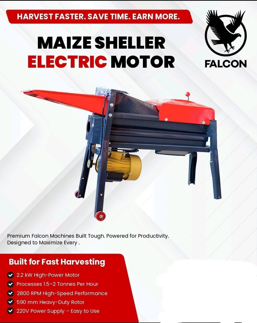 Electric maize sheller 2.2kw motor 2tonnes per hour