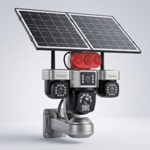 Three-Lenses: 1 lenses 360 degrees PTZ and 1 bullet lens