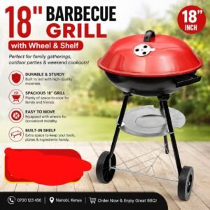 18inch barbecue grill with wheels and shelf