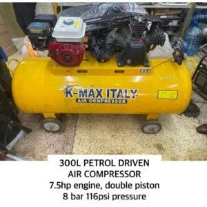 300ltrs petrol air compressor 7.5hp 8bar double piston