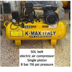 50ltrs Kmax belt type electric air compressor single piston 8bar