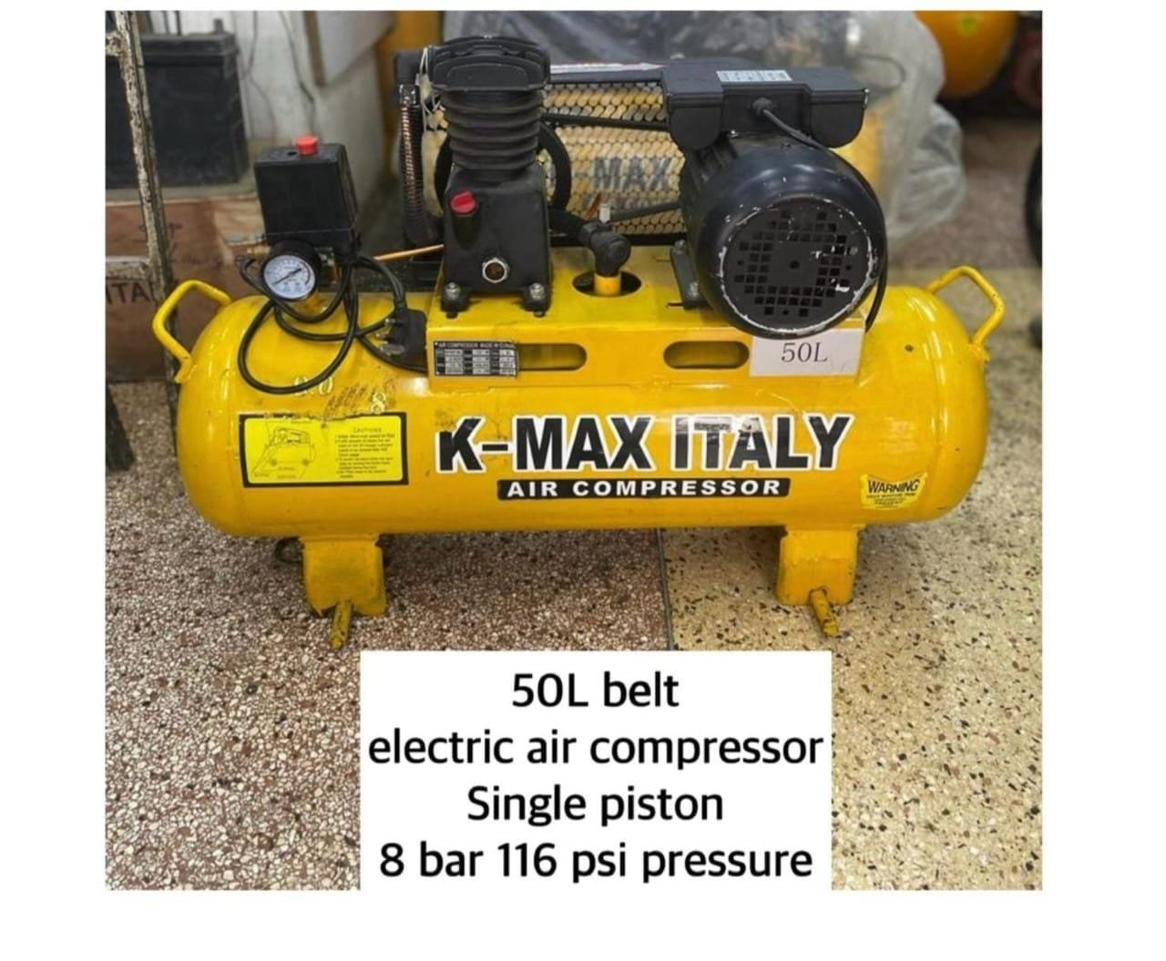 50ltrs Kmax belt type electric air compressor single piston 8bar