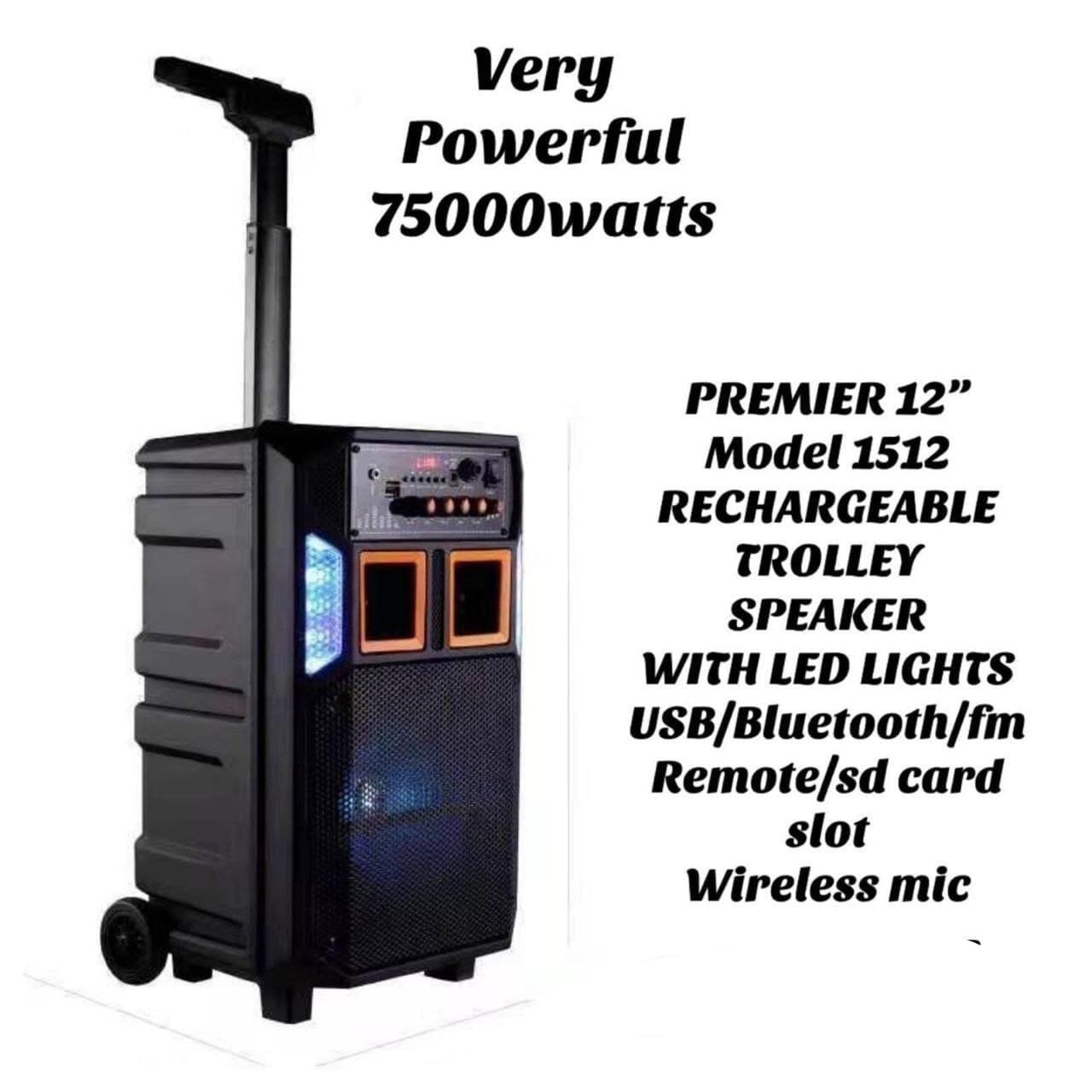 75000watts powerful rechargeable trolley speaker usb/Bluetooth/fm/sd