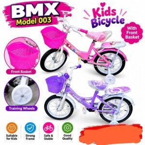 Bmx kids bicycle with basket and training wheels
