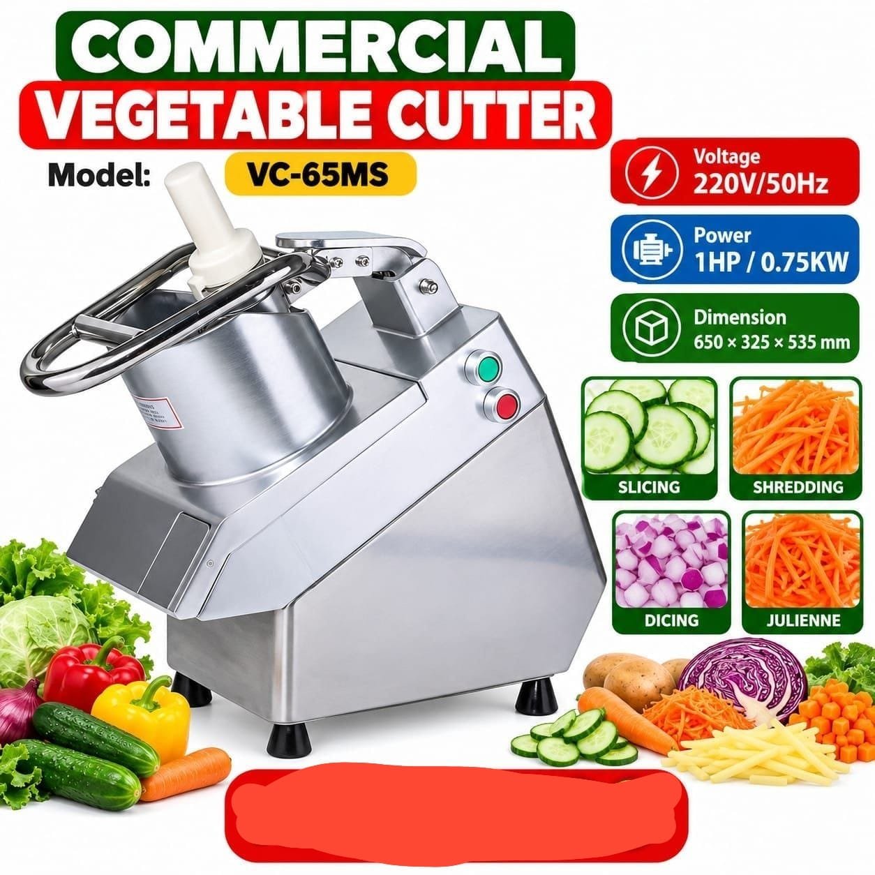 Commercial vegetable cutter 1hp vc65ms
