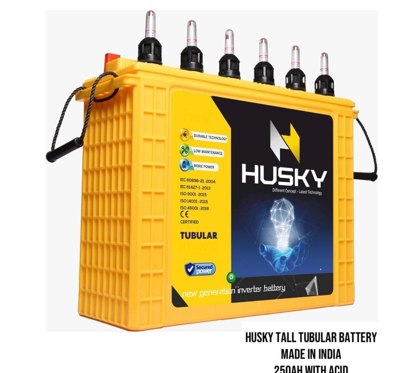 India Husky tall tubular battery 250ah with acid