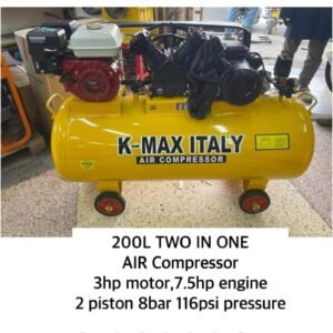 Kmax italy 200ltr 2in1 petrol 7.5hp and electric 3hp air compressor