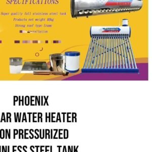 Phoenix dc solar water heater non pressurised 200ltrs stainless steel