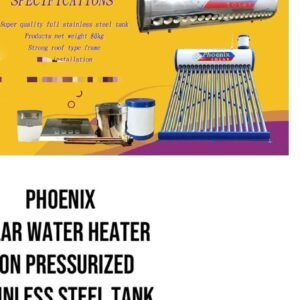 Phoenix dc solar water heater non pressurized 200ltrs stainless steel