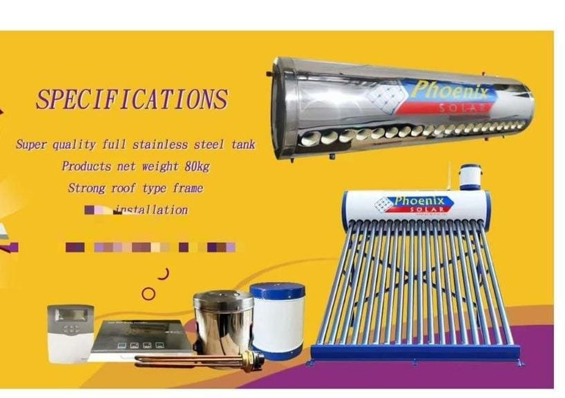 Phoenix dc solar water heater pressurised 200ltrs