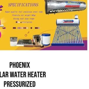 Phoenix dc solar water heater pressurised 300ltrs tube type