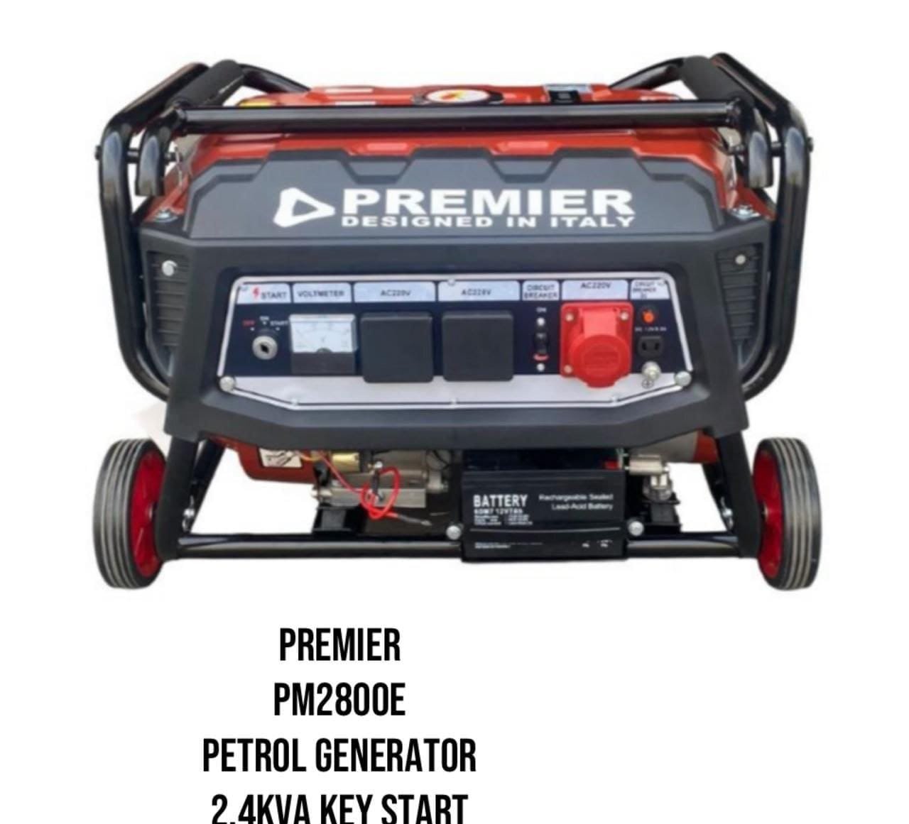 Pm2800 Premier petrol generator 2.4kva with keystart