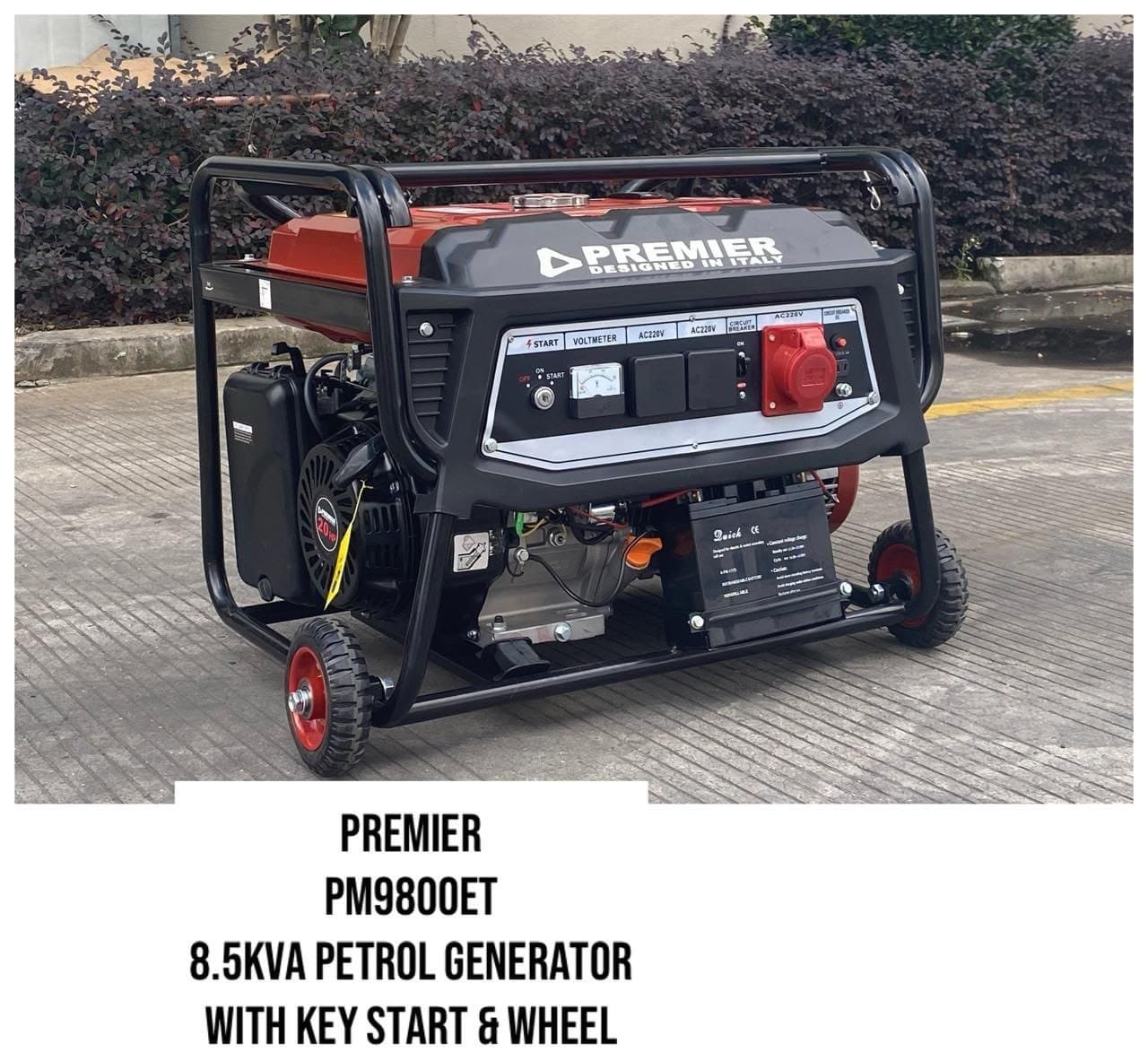 Pm9800et Premier petrol generator 8.5kva with keystart and wheels