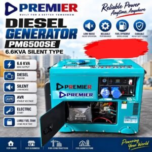 Premier closed silent diesel generator pm6500se