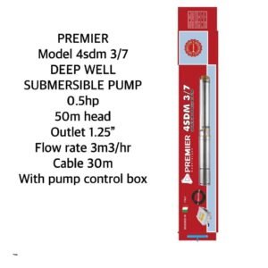 4sdm 3/7 Premier deep well submersible waterpump 0.5hp 50m
