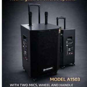 Premier rechargeable powered speaker with 2mics,wheel and handle